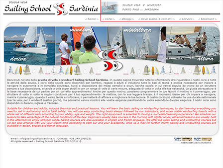 screen dell'home page di Sailing School Sardinia