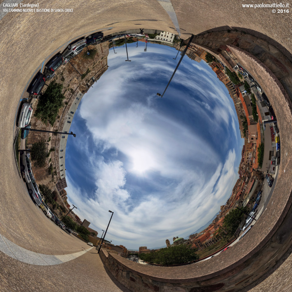 panorama stereografico stereographic - stereographic panorama - Sardegna→Cagliari | Bastione di S.Croce e panorama su Stampace, 18.05.2016